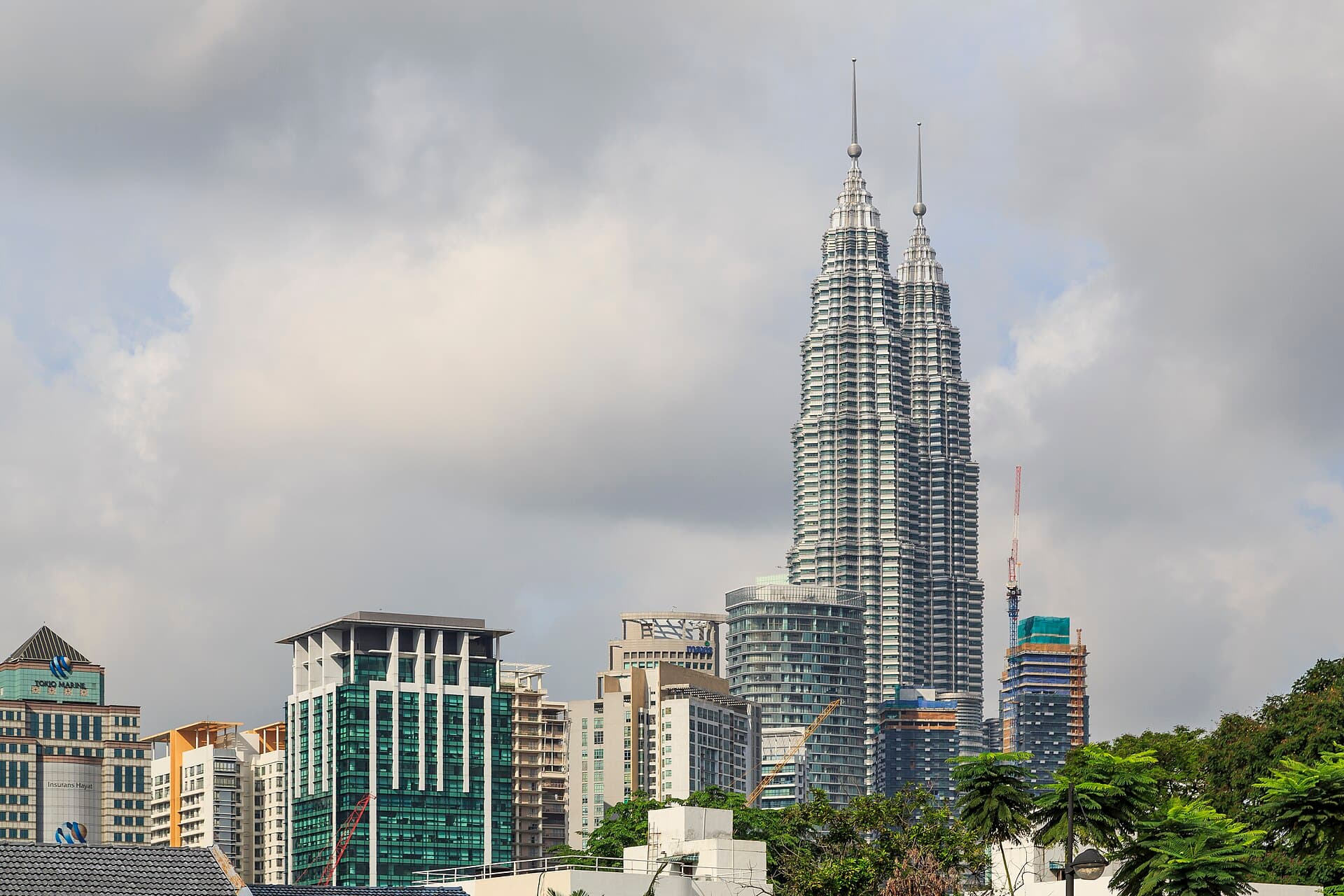 The Petronas Twin Towers rising over Kuala Lumpur